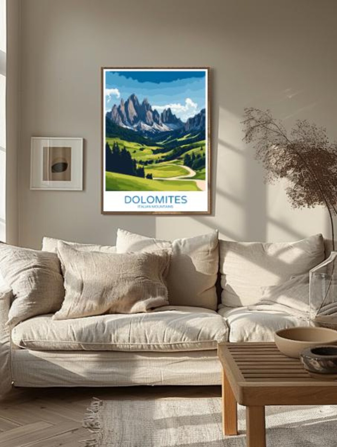 Dolomites Italian Alps Travel Poster Jagged Peaks and Green Valley - Image 2
