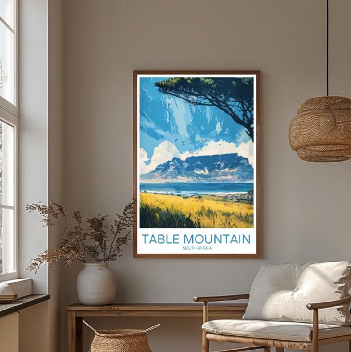 Table Mountain South Africa Flat Top Ocean View Retro Travel Poster - Image 3