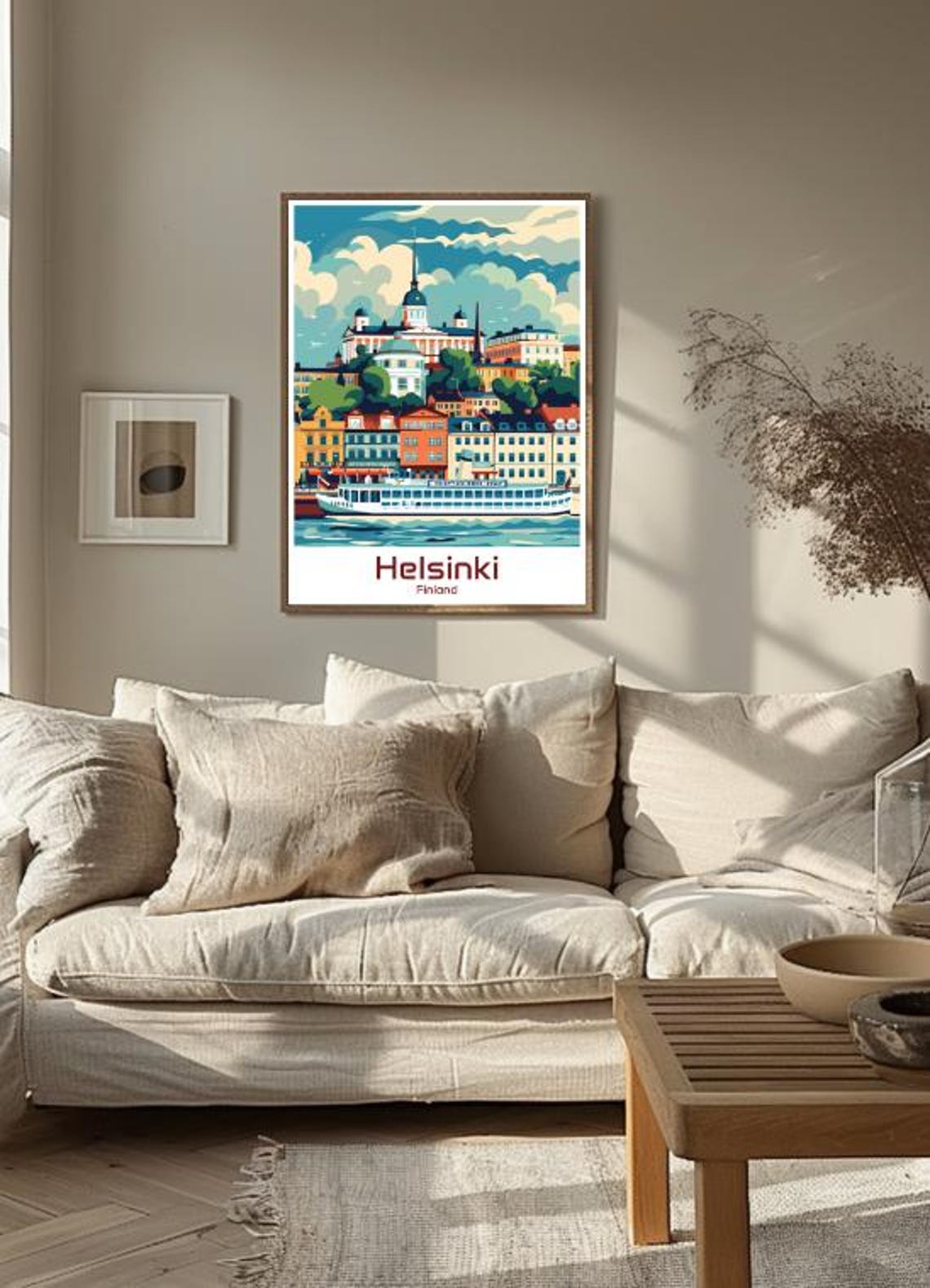 Helsinki Finland Harbor Ferry Vintage Style Illustrated Travel Poster - Image 3