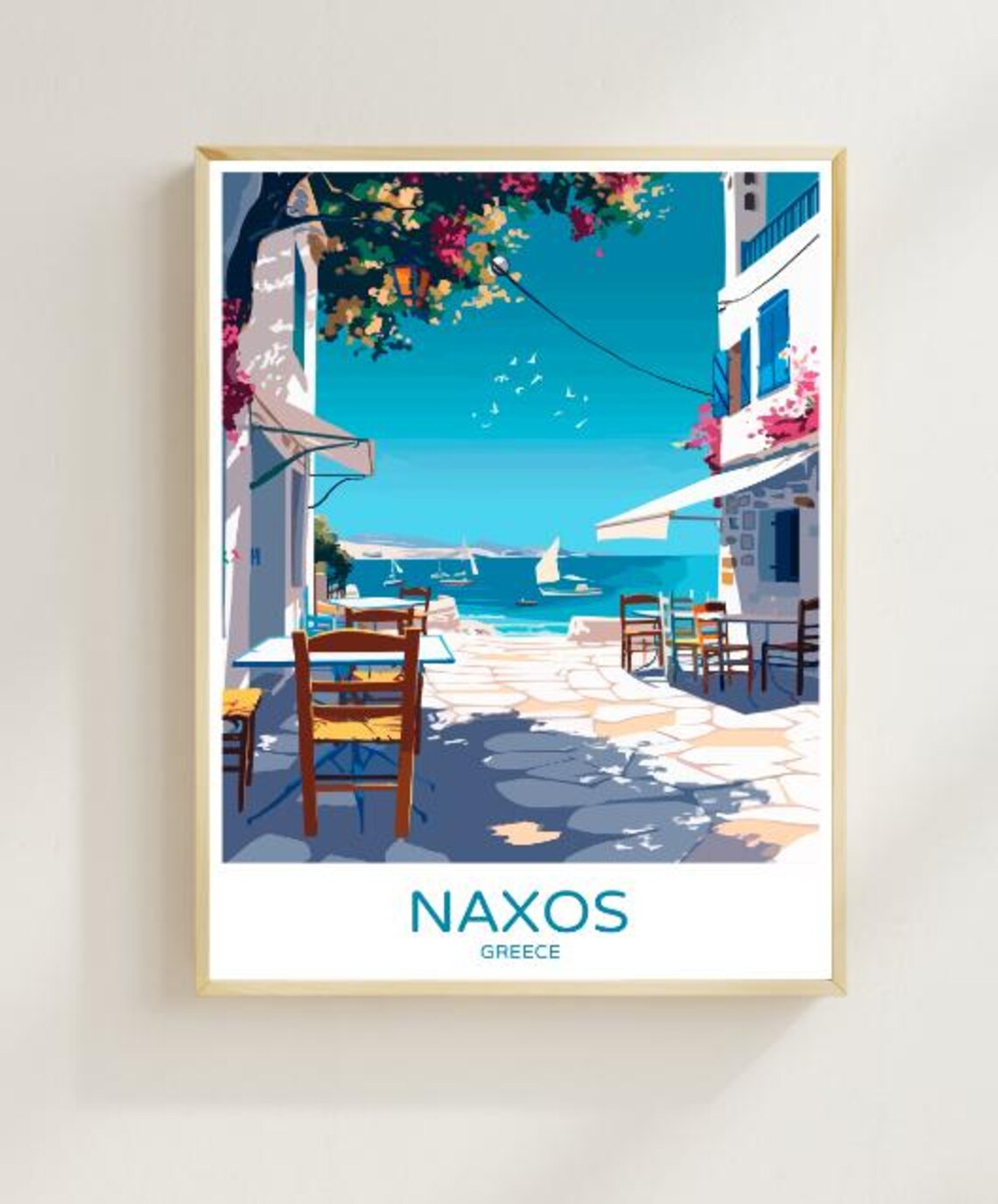 Naxos Greece Charming Seaside Taverna Alley Aegean Island Poster