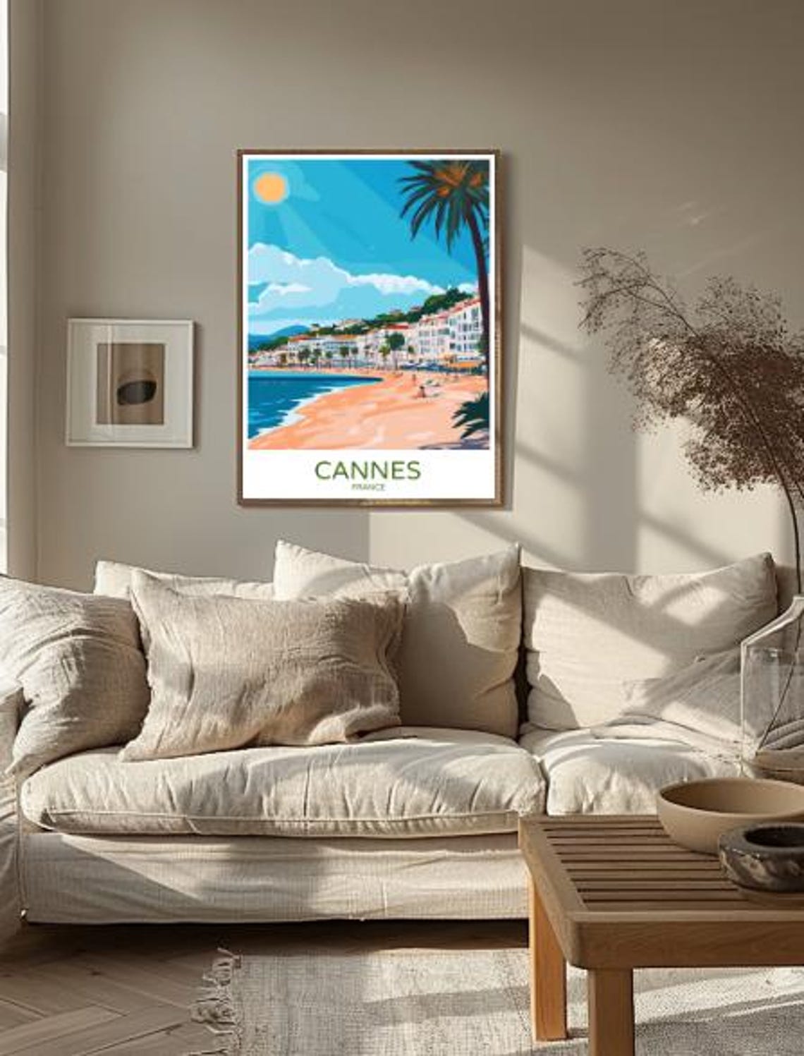 Cannes France Travel Poster Beach Promenade Palm Riviera View Decor - Image 2