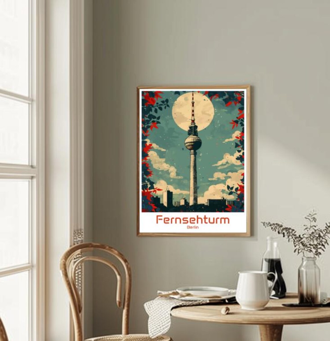 Berlin Fernsehturm TV Tower Moonlight Illustration Travel Poster - Image 2