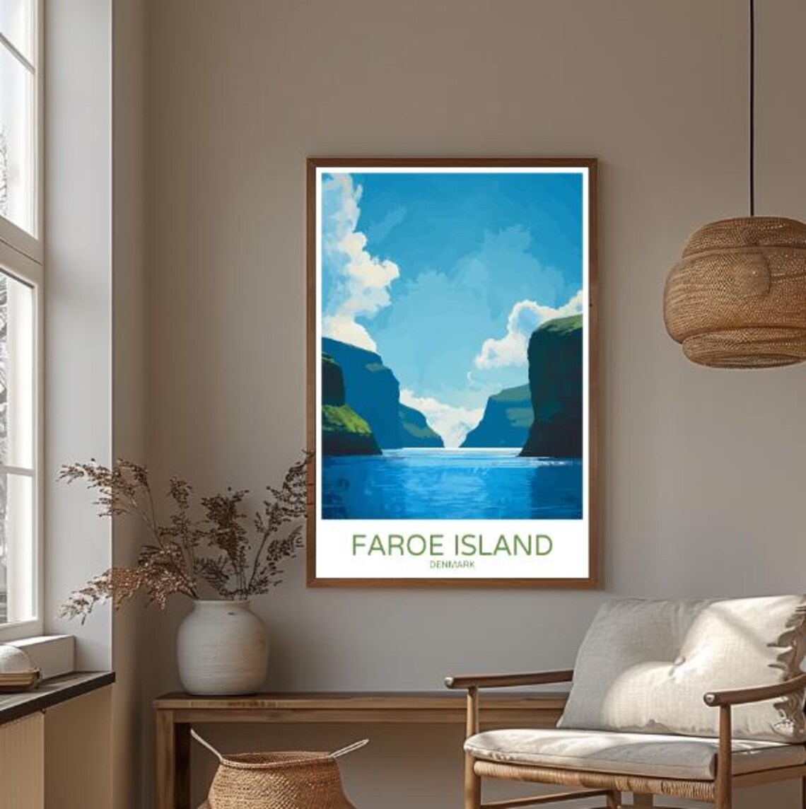 Faroe Island Denmark Majestic Fjord Cliffs Vintage Travel Poster - Image 3