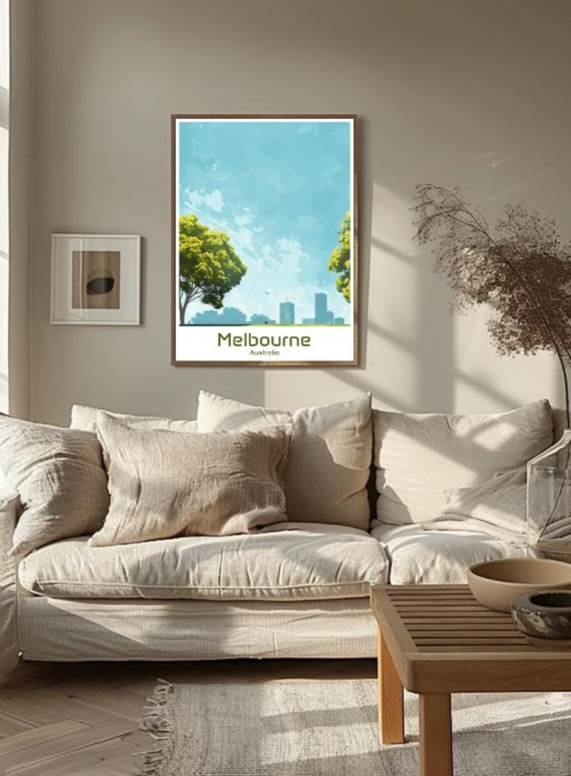 Melbourne Australia City Skyline Park Trees Vintage Travel Poster - Image 3