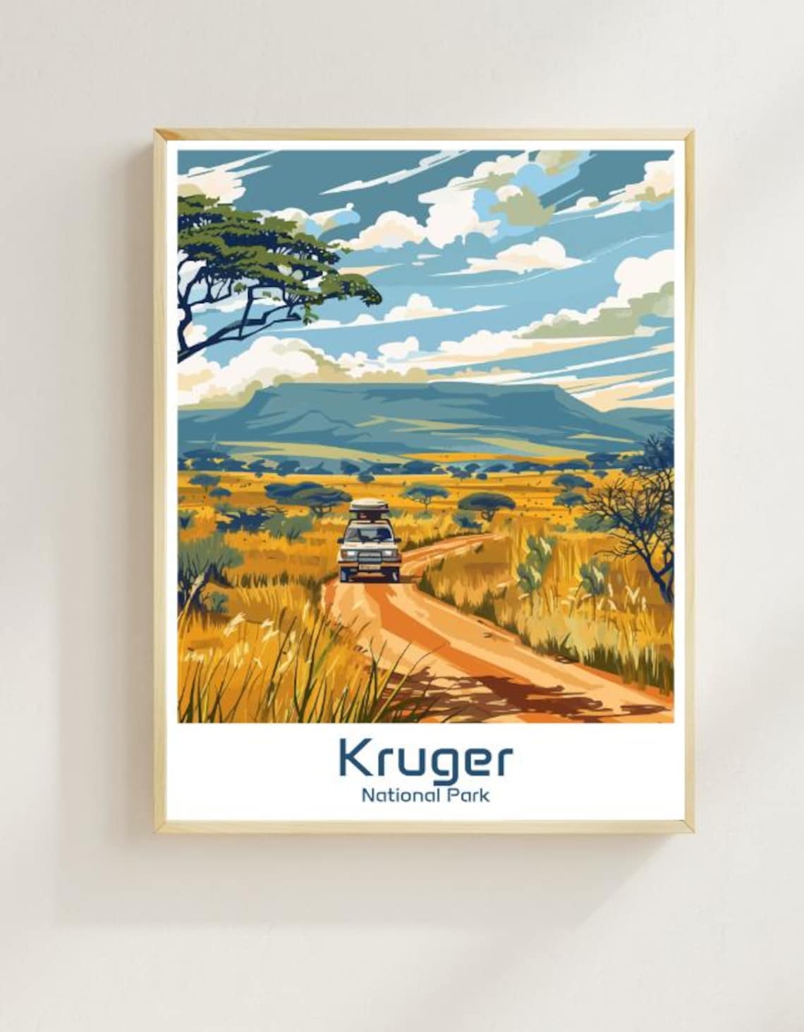 Kruger National Park Safari Vehicle Savannah South Africa Poster