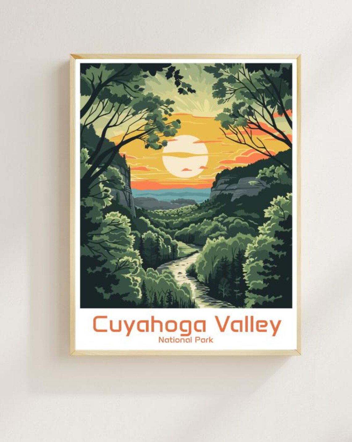 Cuyahoga Valley National Park Vintage Travel Poster Sunset River Valley