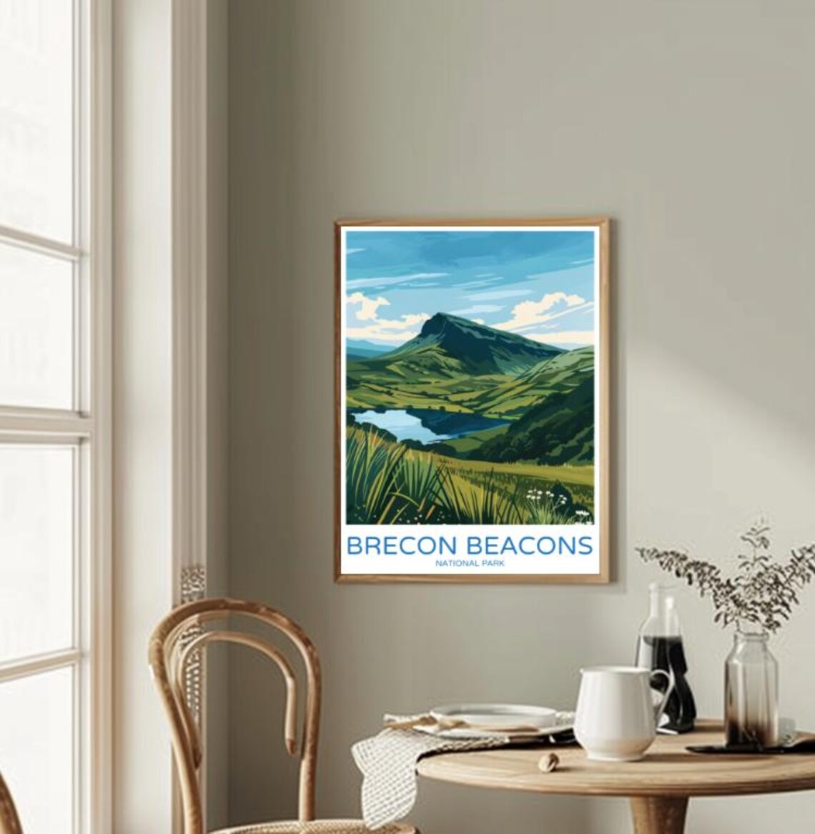Brecon Beacons National Park Wales Green Valley Lake Scenic Travel Poster - Image 2