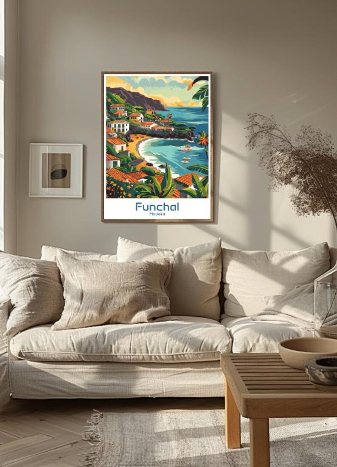 Funchal Madeira Portugal Coastal Village Illustrated Travel Poster - Image 3