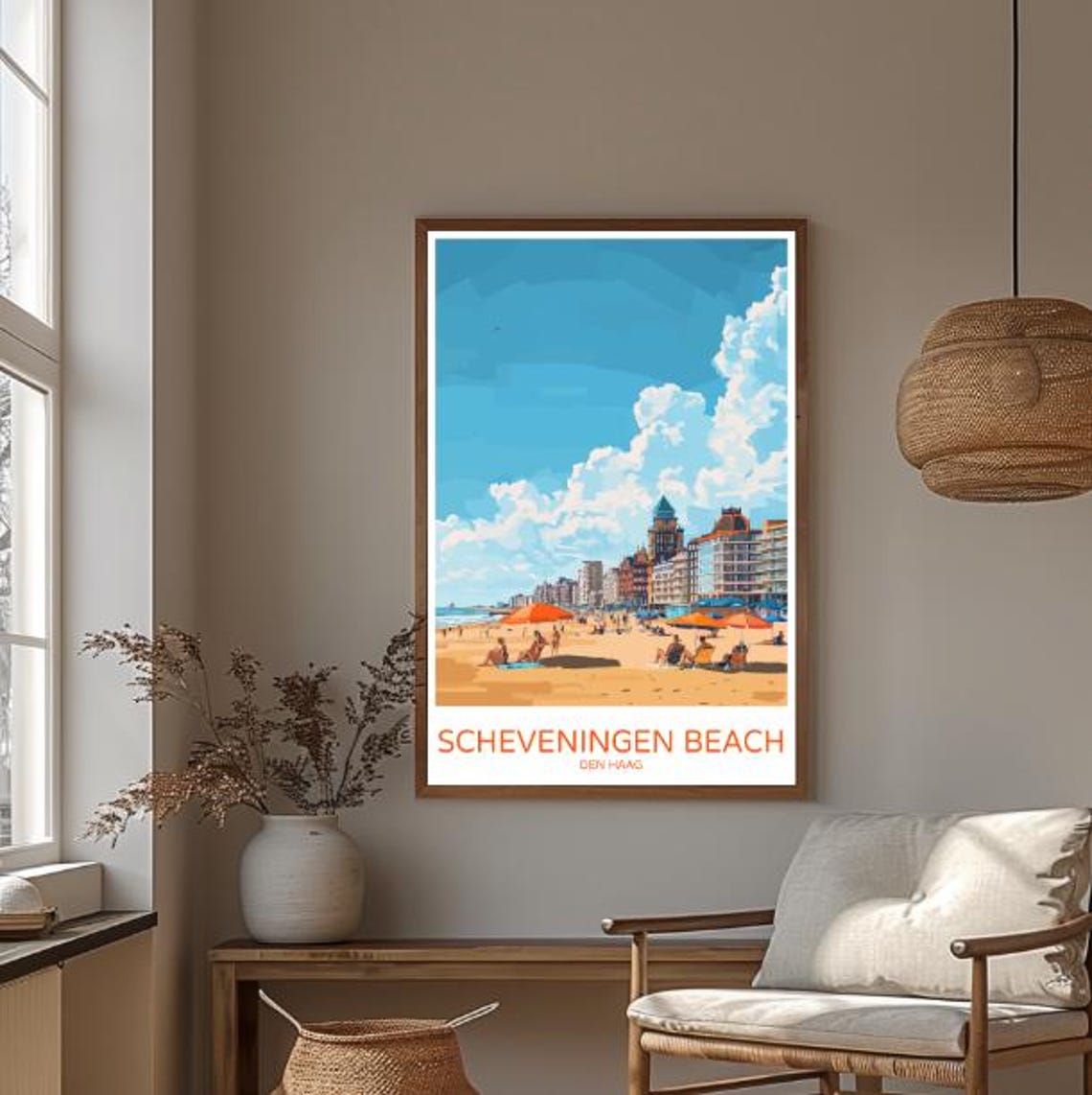 Scheveningen Beach Den Haag Sunny Boardwalk Seaside Travel Poster - Image 3