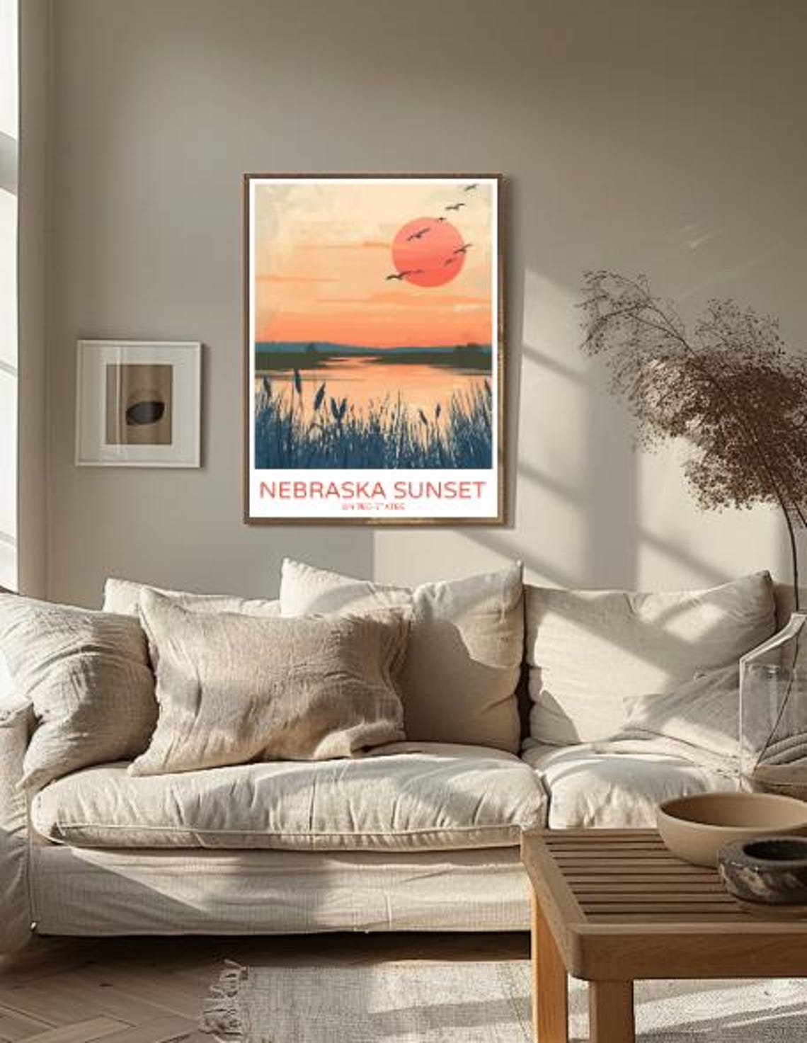 Nebraska Sunset Marsh Wetland Landscape Vintage Travel Poster - Image 2