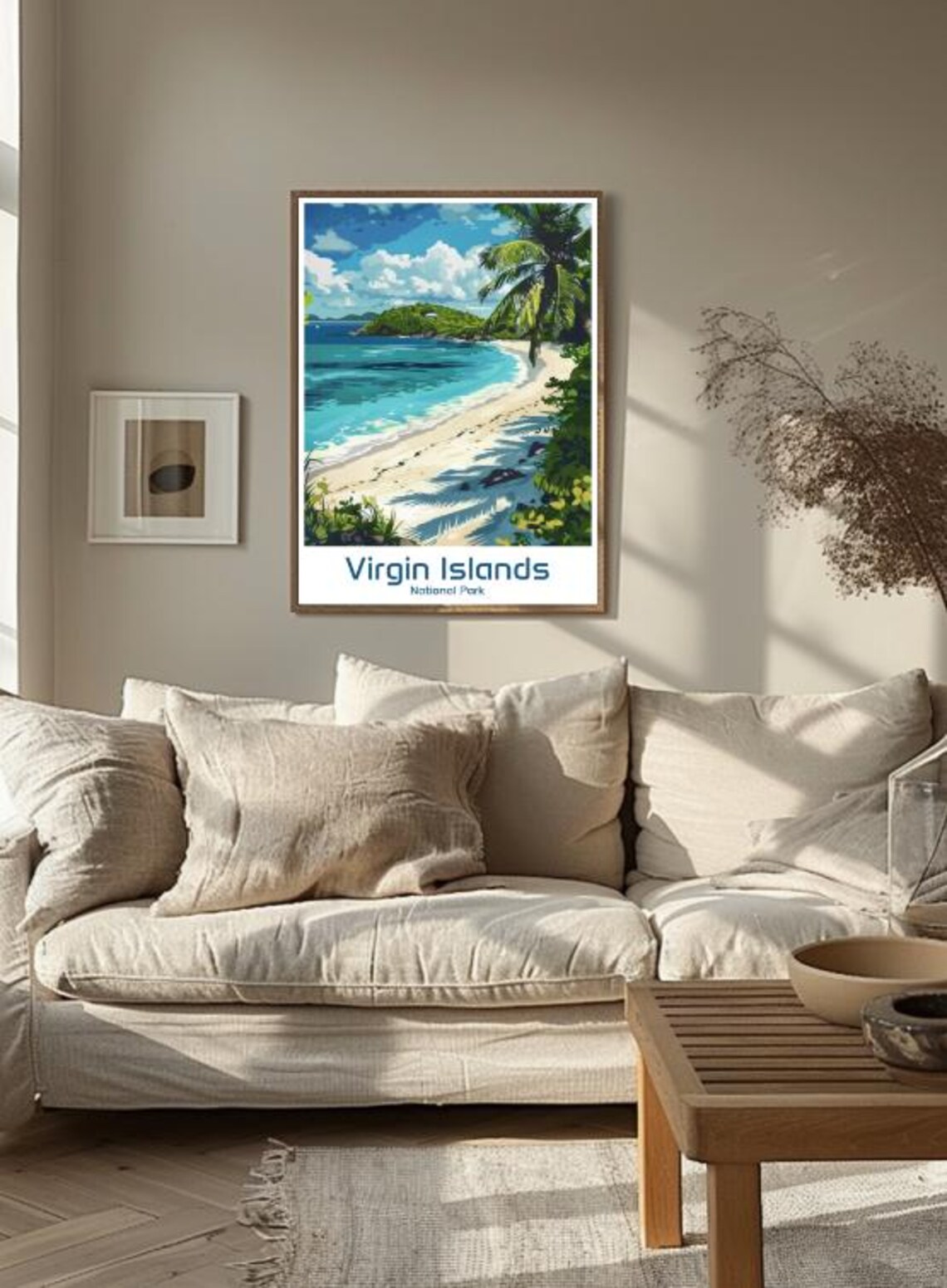 Virgin Islands National Park Poster Tropical Beach Palm Paradise Scene - Image 3