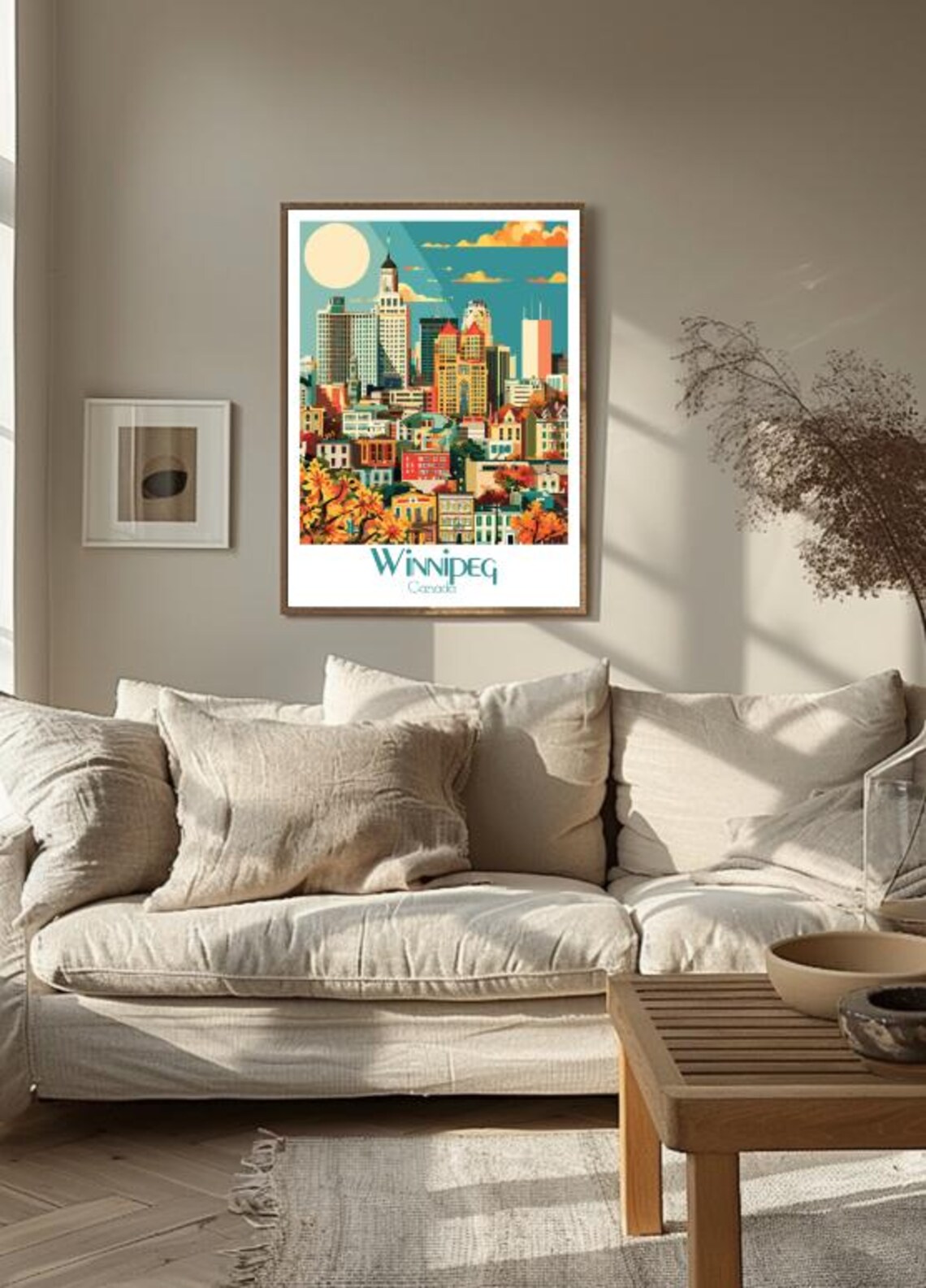 Winnipeg Canada Colorful Downtown Skyline Prairie Travel Poster - Image 3