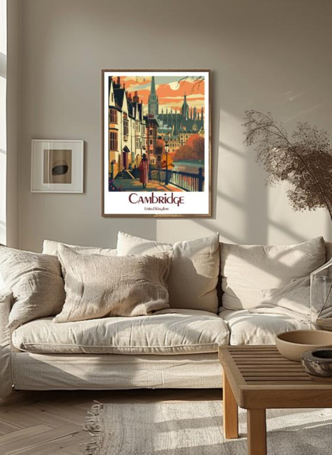 Cambridge University Riverside Vintage Travel Poster England Style - Image 3