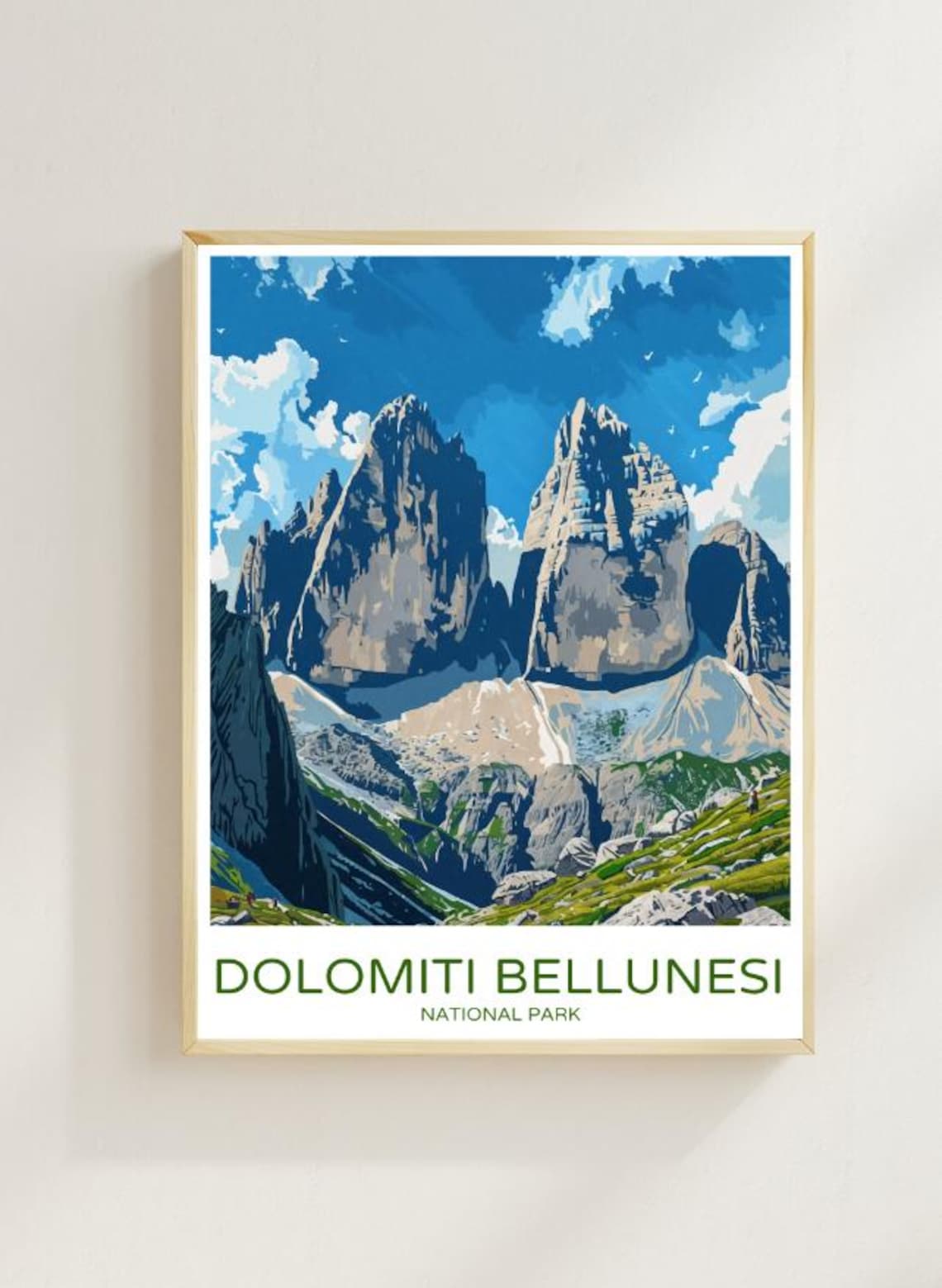 Dolomiti Bellunesi National Park Italy Alpine Peaks Travel Poster