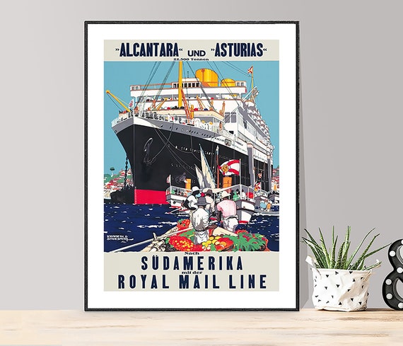 Alcantara Und Asturias Sd Amerika Royal Mail Line Vintagetravel Poster Poster Paper Or Print Gift Idea Wall Decor