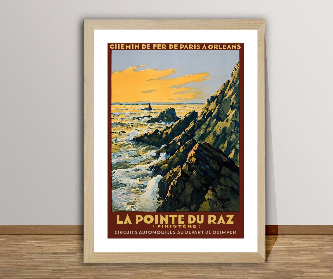 La Pointe Du Raz Finistere France Vintage Travel Poster