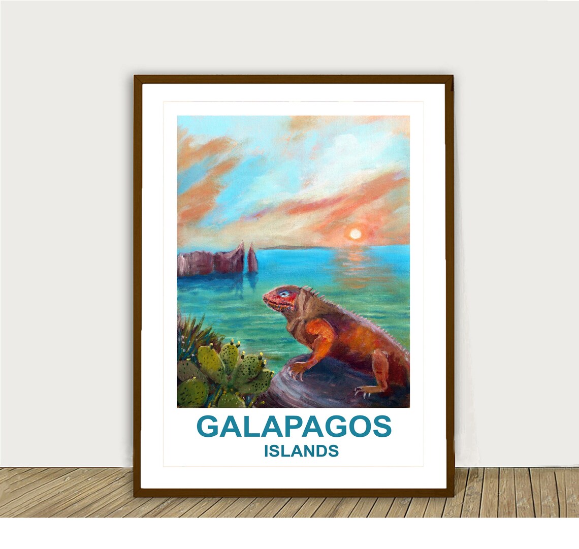 Galapagos Islands Ecuador Vintage Travel Poster - Image 2