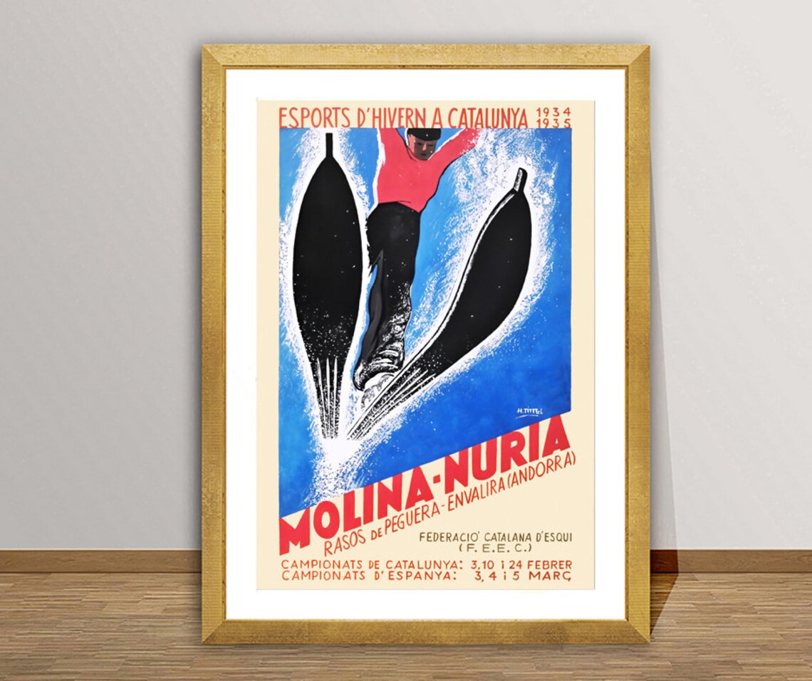 Molina Nuria Ski Championships 1935 Vintage Catalan Sports Poster
