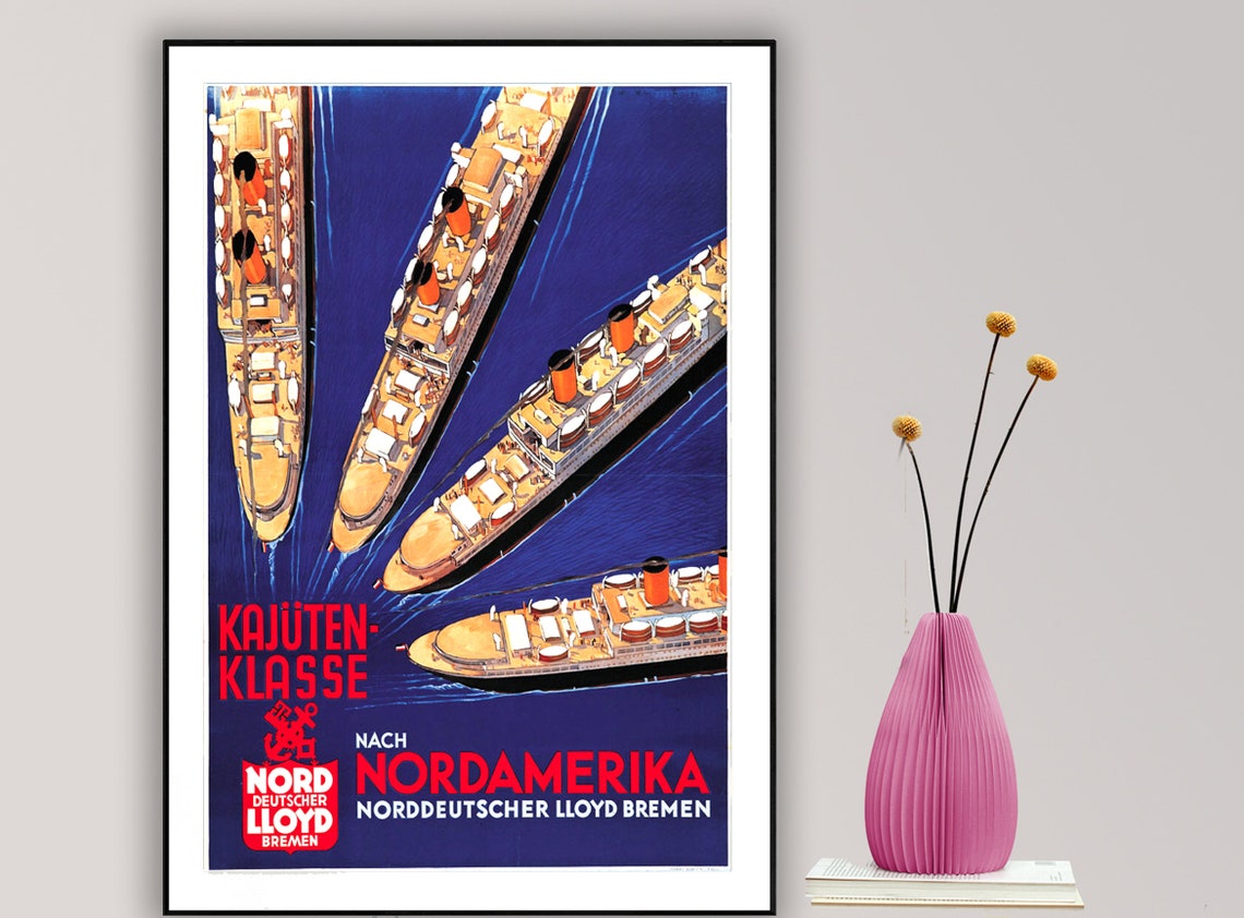 Norddeutscher Lloyd Cabin Class North America Ocean Liners Poster