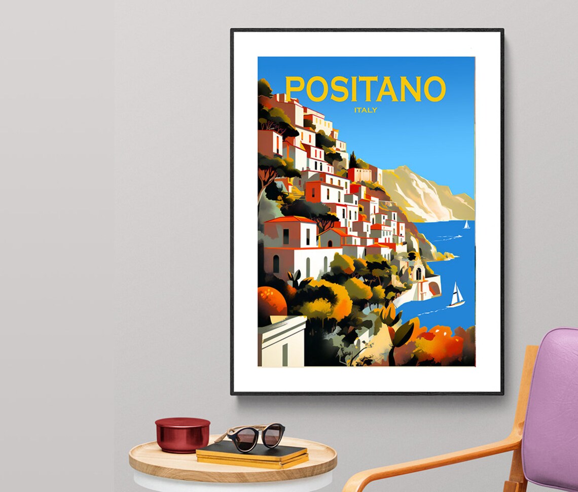 Positano Italy Vintage Travel Poster, Travel Poster