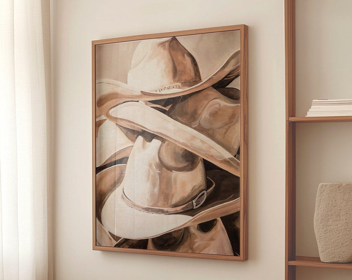 Stacked Cowboy Hats Sepia Neutral Western Ranch Decor Poster - Image 4