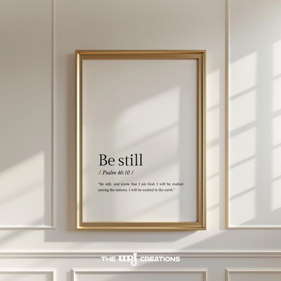 Be Still Definition Print Modern Christian Wall Art Psalm 46 Bible Verse Poster Scripture Home Decor Gift