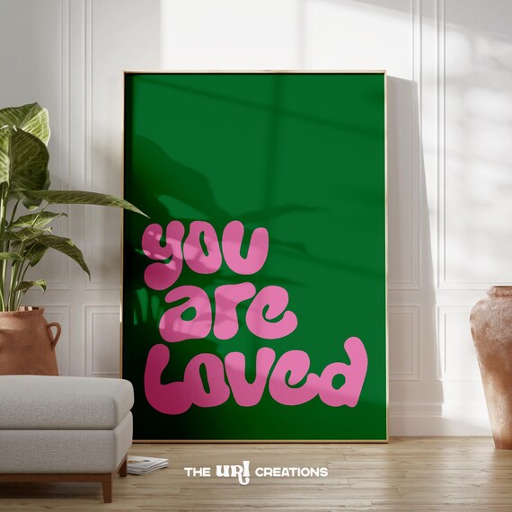Inspirational Quote Poster Retro Christian Wall Art Green Affirmation Print Bible Verse Home Decor Gift Trendy Funky