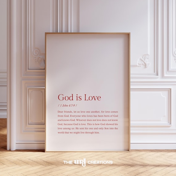 Minimalist Christian Wall Art Red God Is Love Definition Prints Bible Verse Modern Scripture Print Affirmation Poster