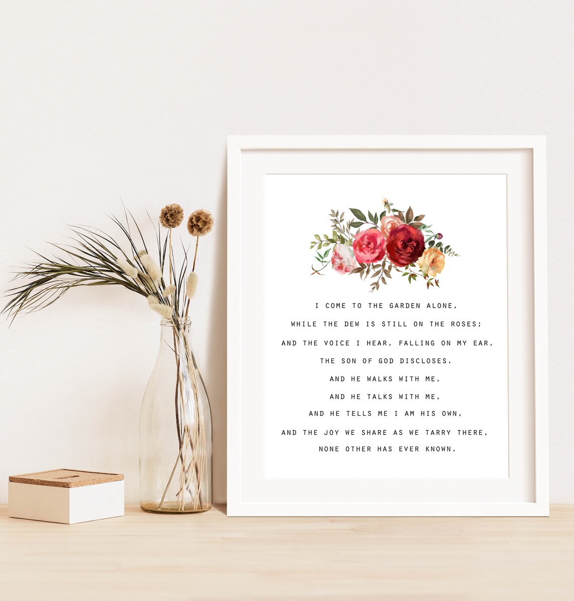 I Come to the Garden Alone Hymn Floral Christian Faith Art Print - Image 3