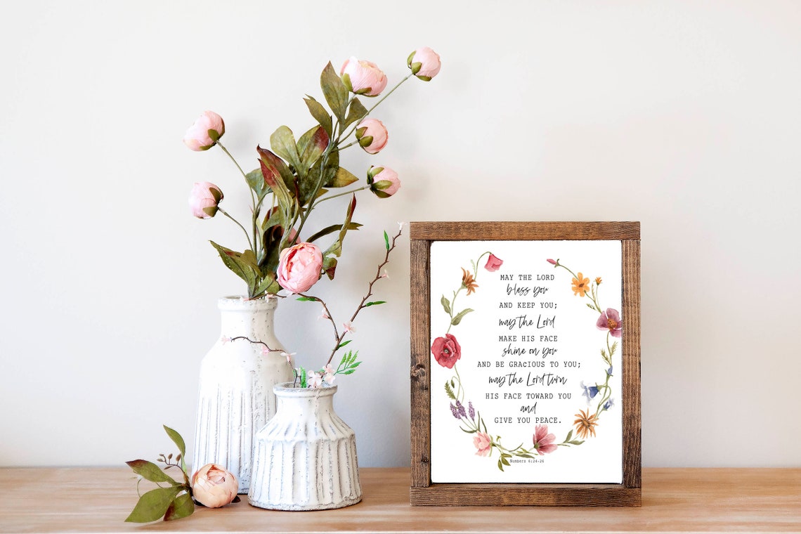 May The Lord Bless You And Keep You Floral Scripture Watercolor Poster - Image 2