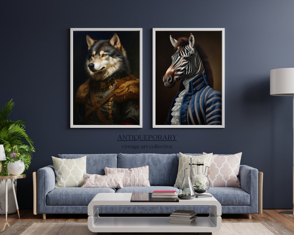 Regal Zebra Navy Uniform Coat Vintage Animal Portrait Poster - Image 2