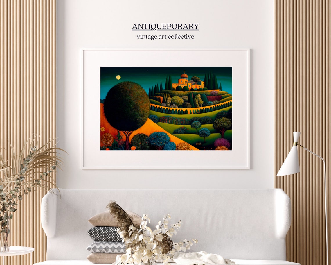 Moonlit Hilltop Town with Golden Dome Terraced Garden Poster - Image 6