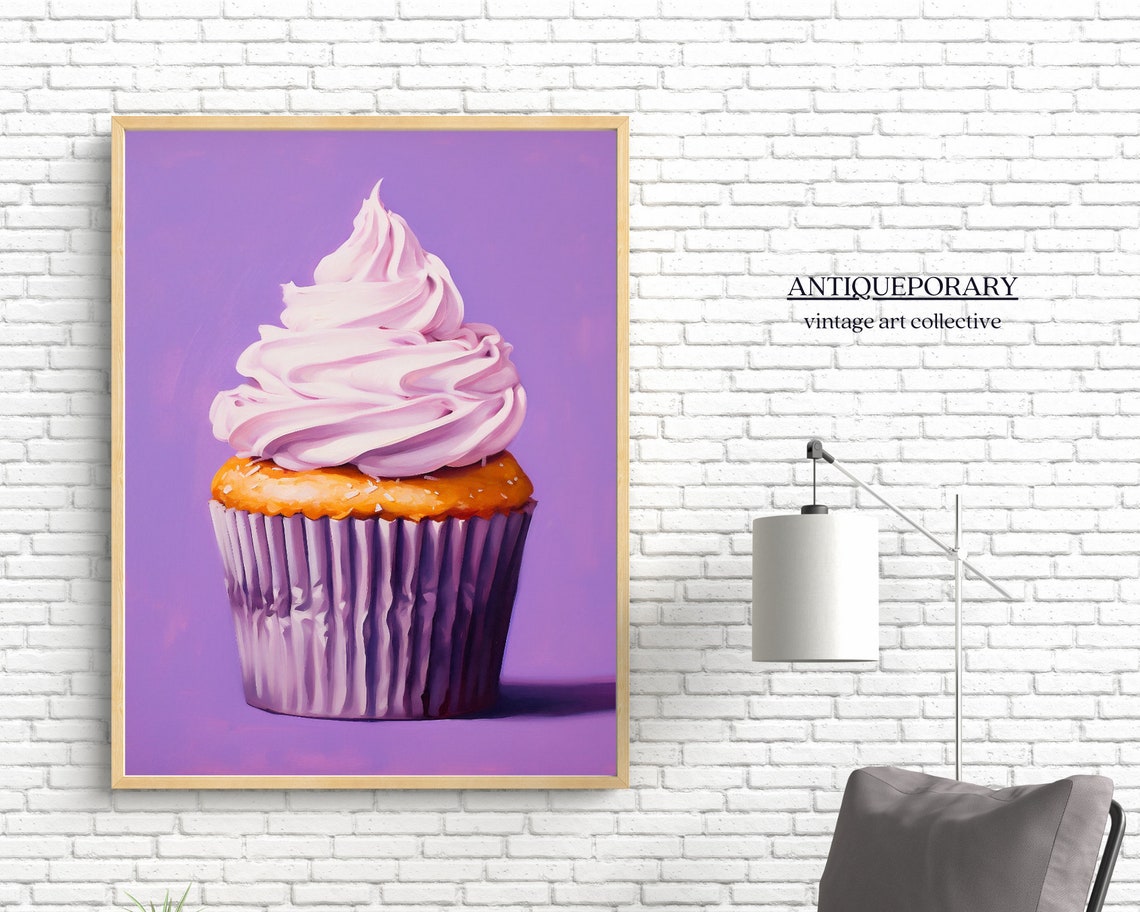 Purple Cupcake Swirl Frosting Pop Art Modern Still Life Poster - Image 4
