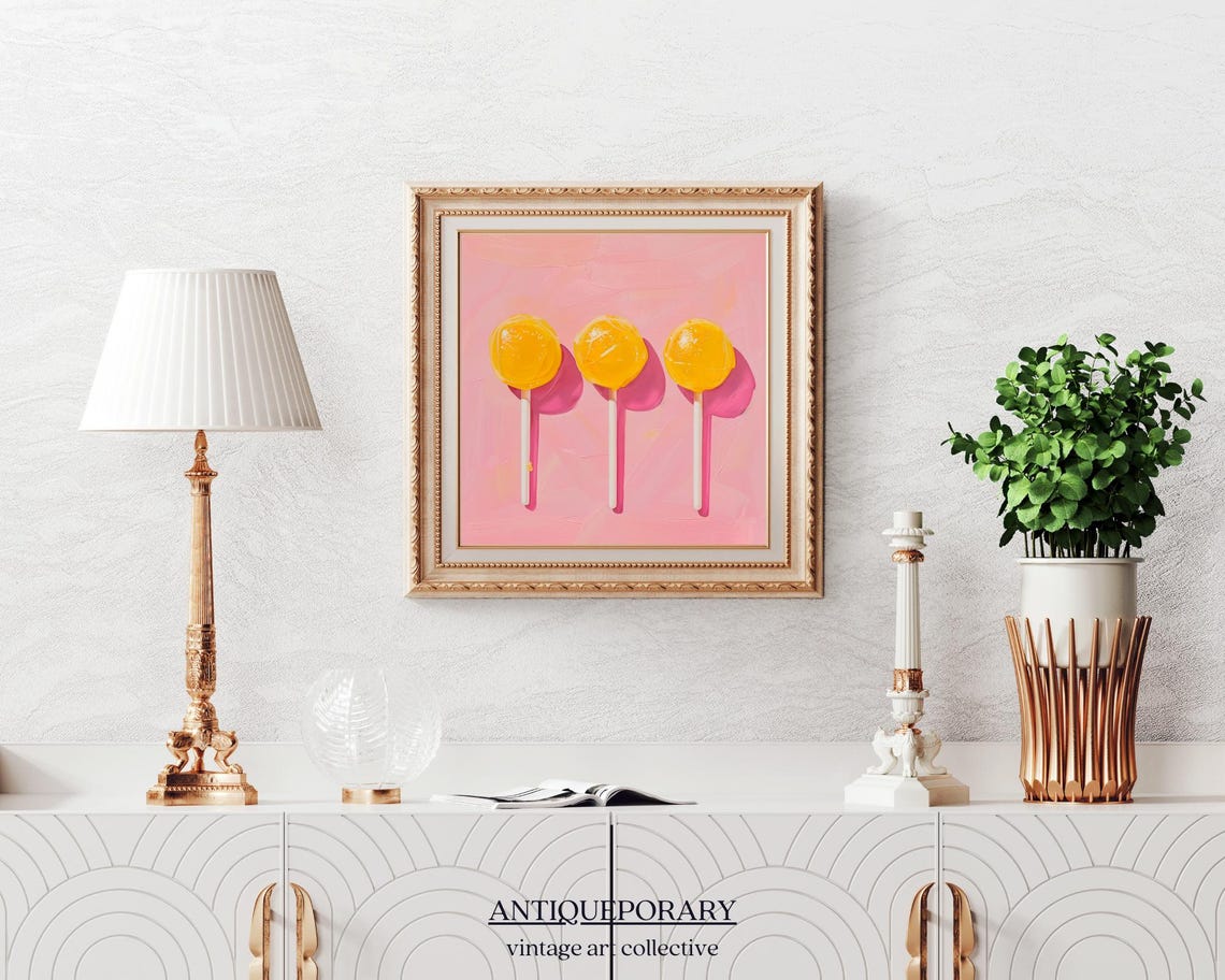 Yellow Lollipop Trio Pink Background Modern Pop Art Style Poster - Image 4