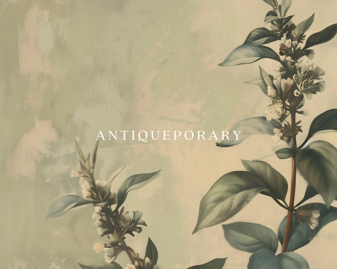Sage Green Botanical Leaf Branch Vintage Antique Style Poster - Image 3