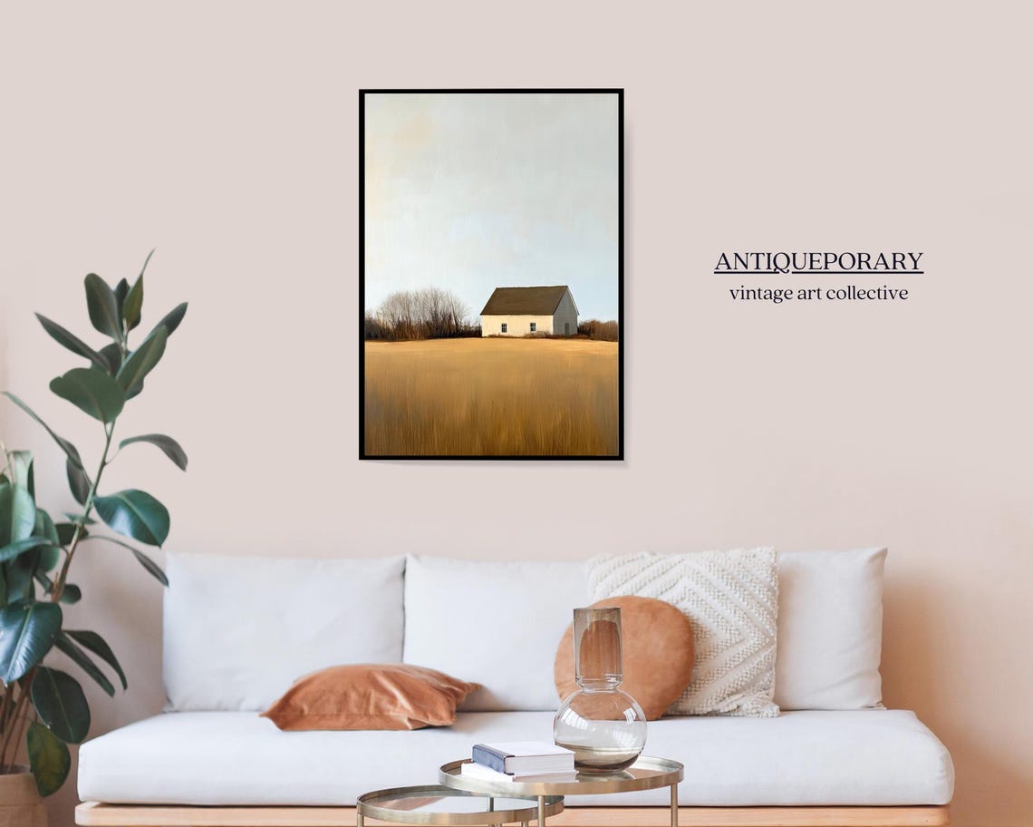 Minimalist Farmhouse Golden Wheat Field Big Sky Landscape Poster - Image 3