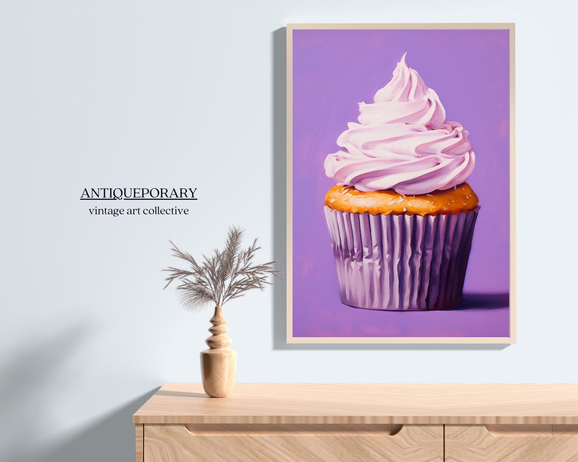 Purple Cupcake Swirl Frosting Pop Art Modern Still Life Poster - Image 6