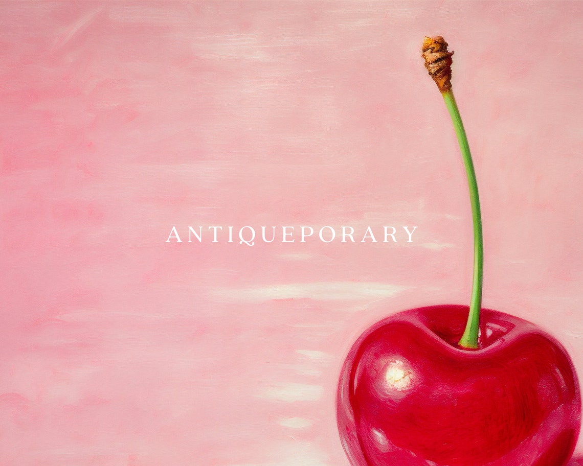 Glossy Red Cherry on Pink Background Minimalist Pop Art Fruit Poster - Image 3