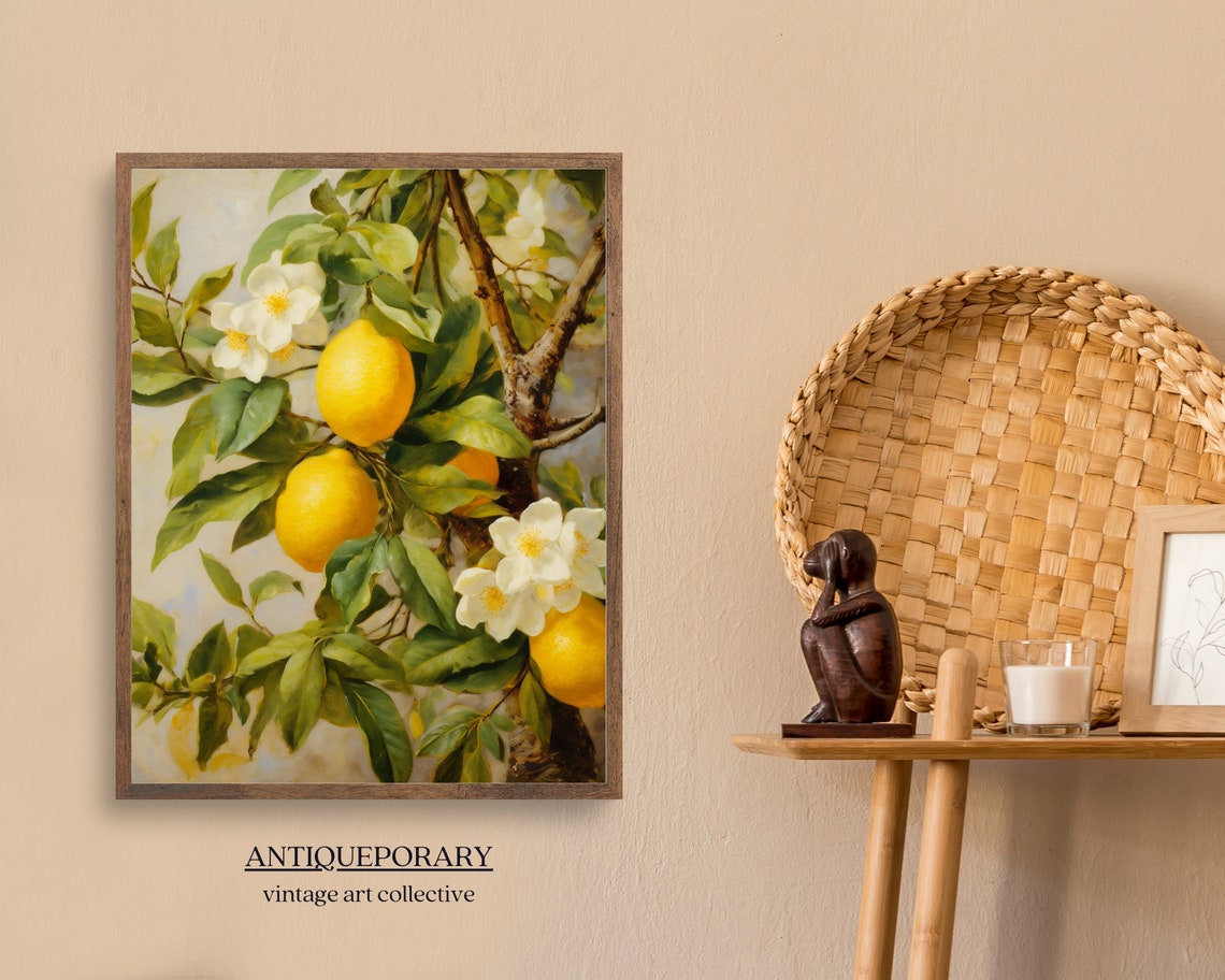 Lemon Tree Branch with Blossoms Botanical Citrus Painting Art Poster - Image 4
