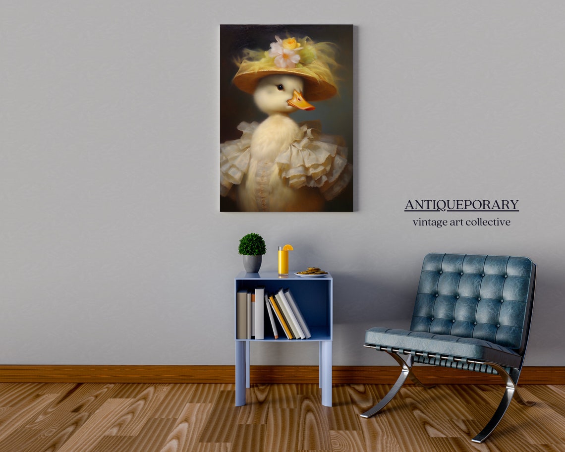 Baby Duck Vintage Portrait Victorian Animal Portrait Dressed Animal Print Cute Farm Animal Renaissance Animal Art Animal Lover Gift - Image 5
