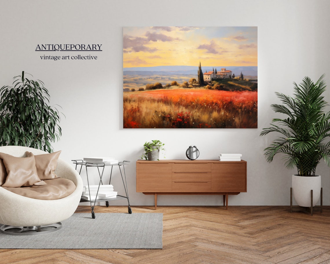 Italian Landscape Oil Painting Tuscany Landscape Print Toscana Art Print Vintage Art Print Italy Home Decor Farmhouse Decor - Image 5