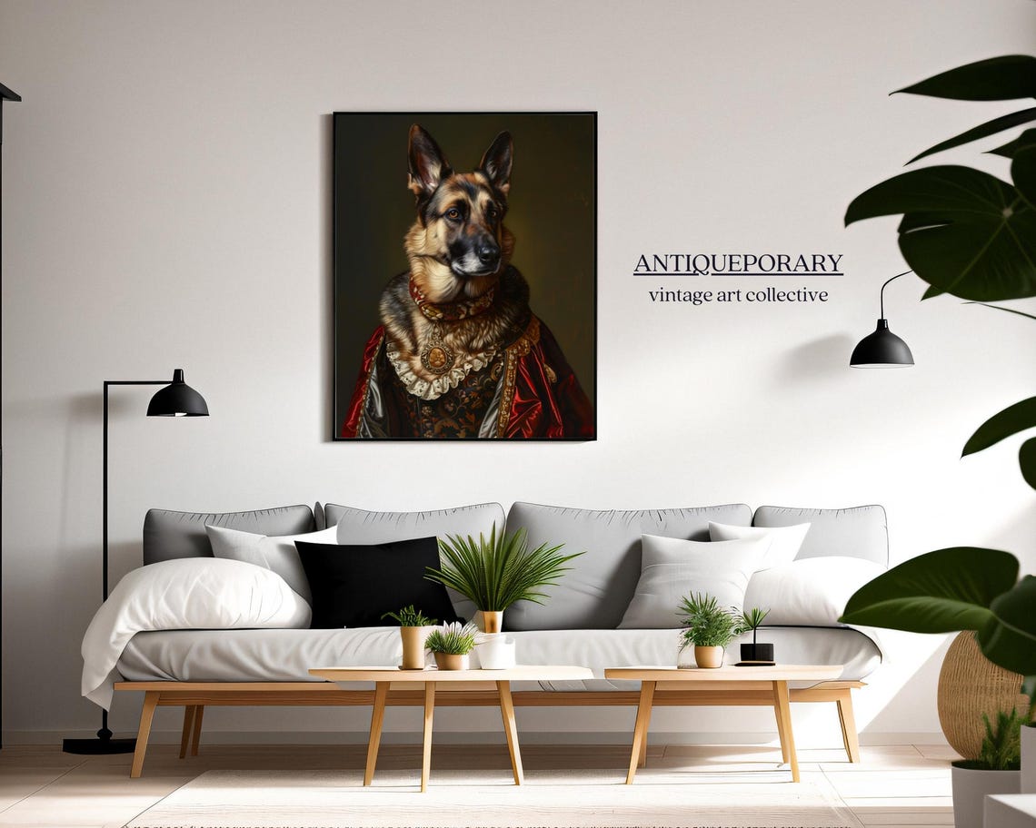 German Shepherd in Royal Red Cape with Medallion Portrait Poster - Image 7
