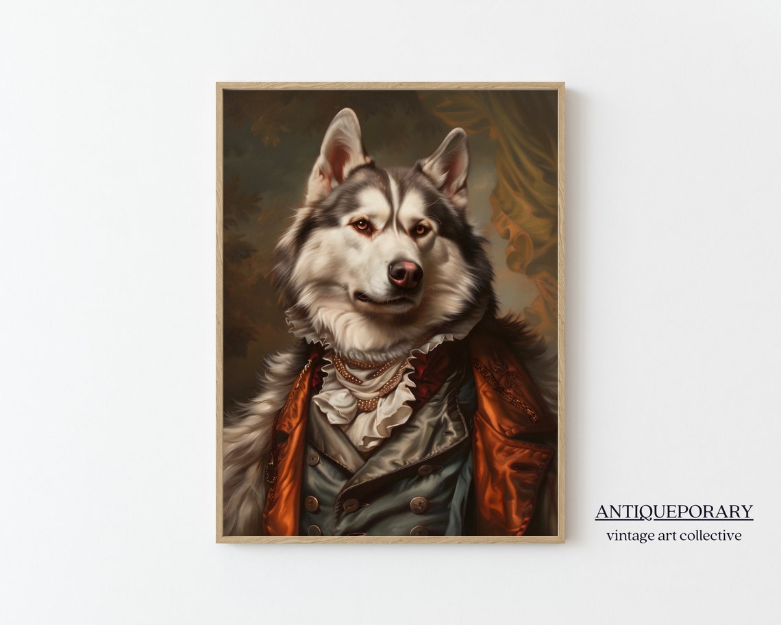 Regal Siberian Husky in Gold and Rust Coat Royal Portrait Poster - Image 7