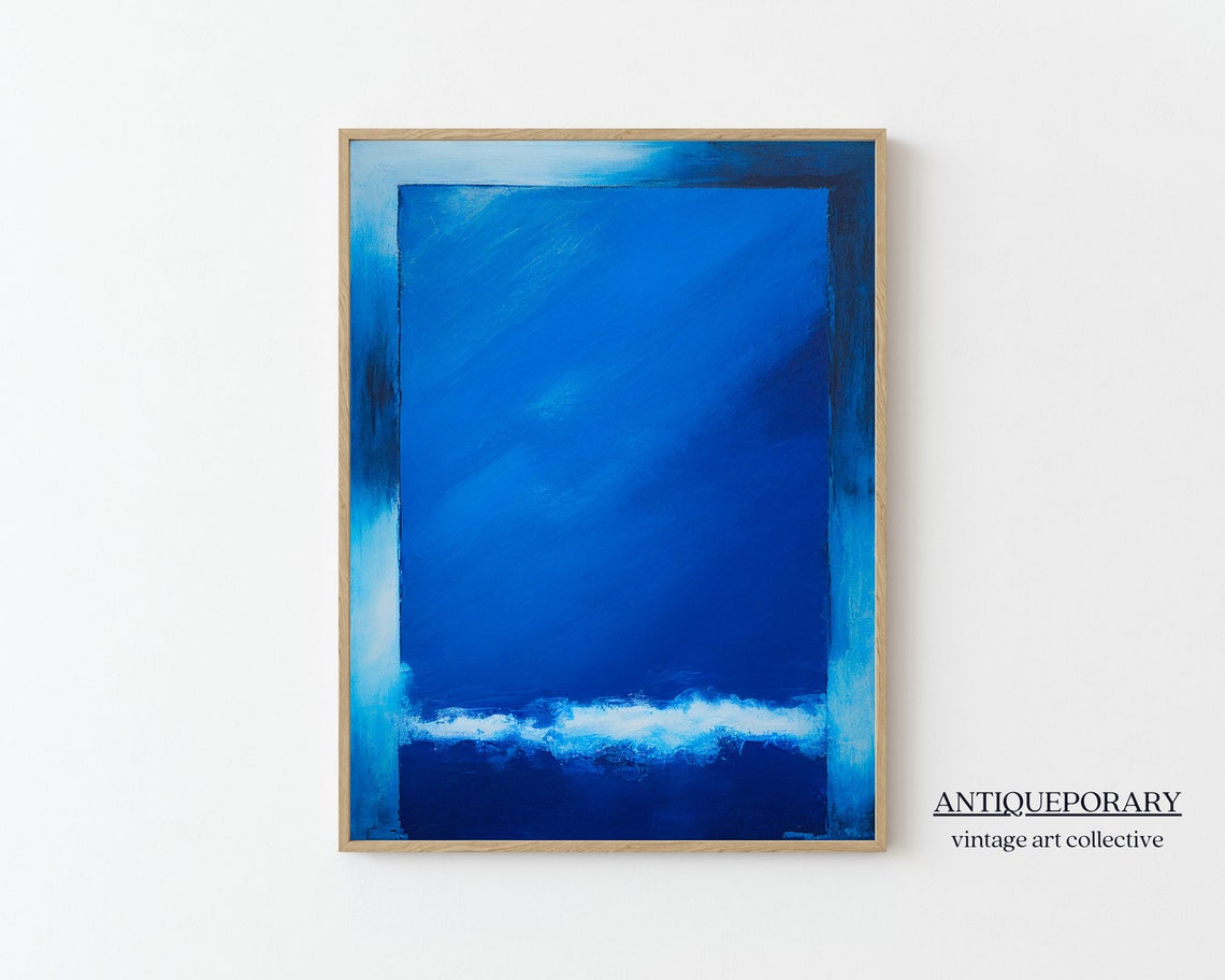 Deep Blue Rectangle Abstract Modern Color Field Minimalist Art Print