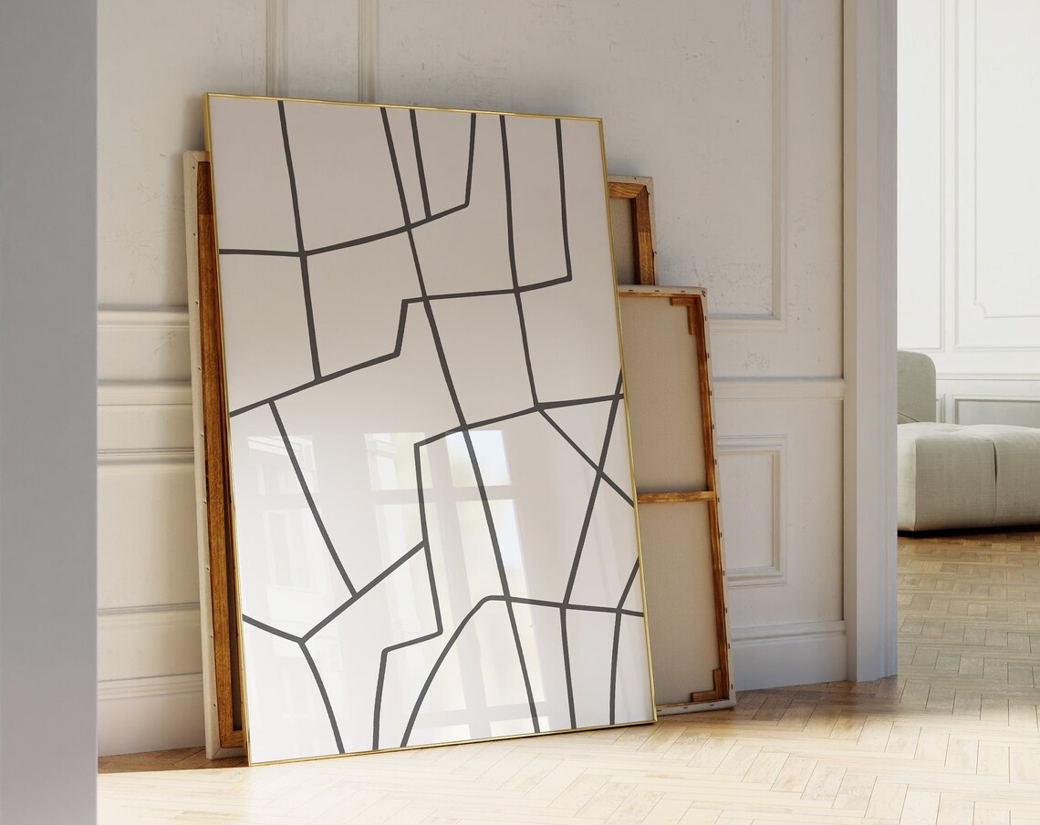 Minimalist Line Black And White Abstract Art Print