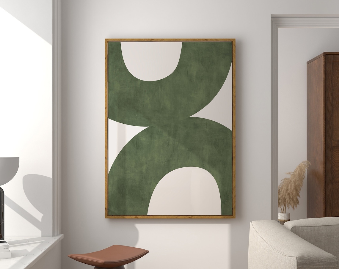 Midcentury Green Beige Modern Poster Print