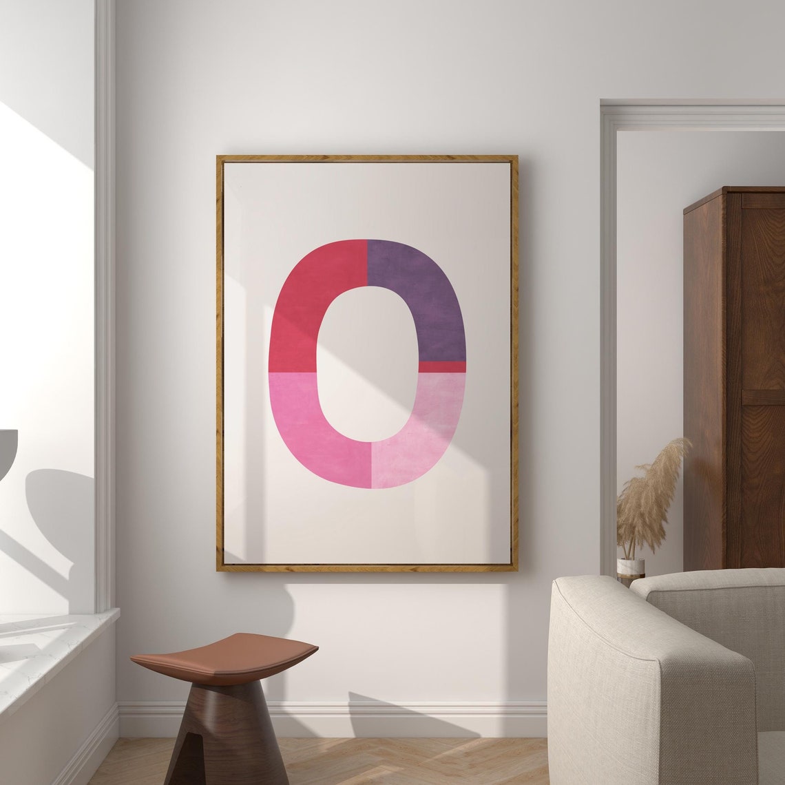 Pink Purple Red Color Block O Ring Cream Modern Artwork Poster - Image 3