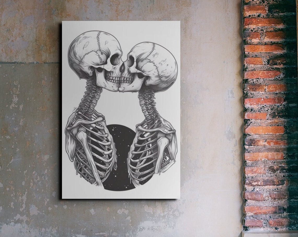 Romantic Skeleton Halloween Art Print