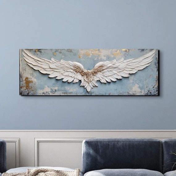 The Original Rustic Angel Wings Spiritual Landscape Art Ready To Hang Panoramic Wall Art Print Large Wall Art