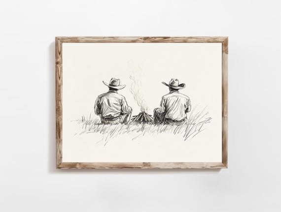 Western Cowboy Art Print Wall Decor Vintage Farmhouse Instant E744